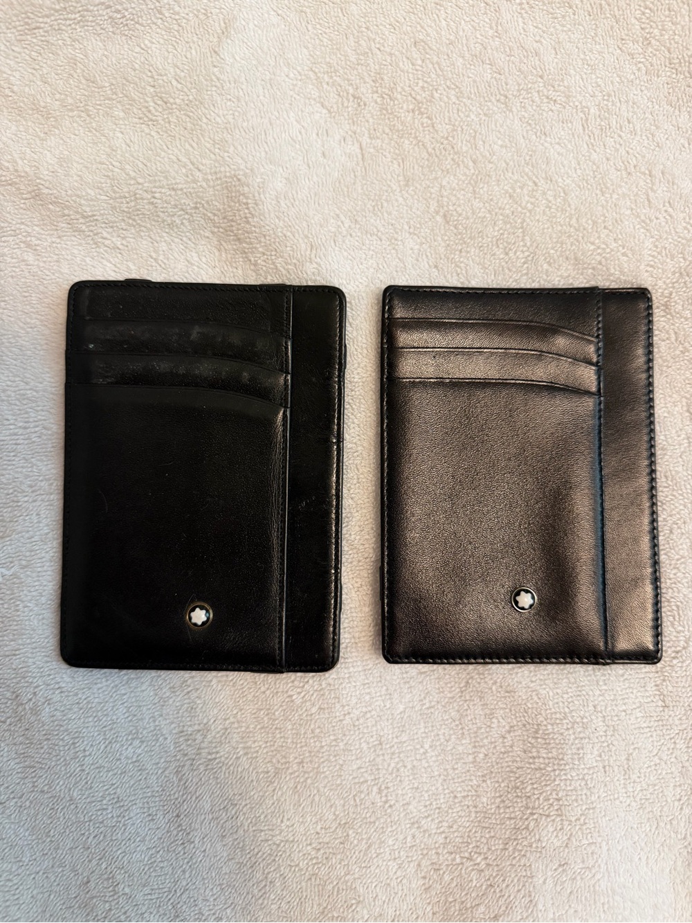 Montblanc Black Leather Dual Card Holders with Signature Emblem